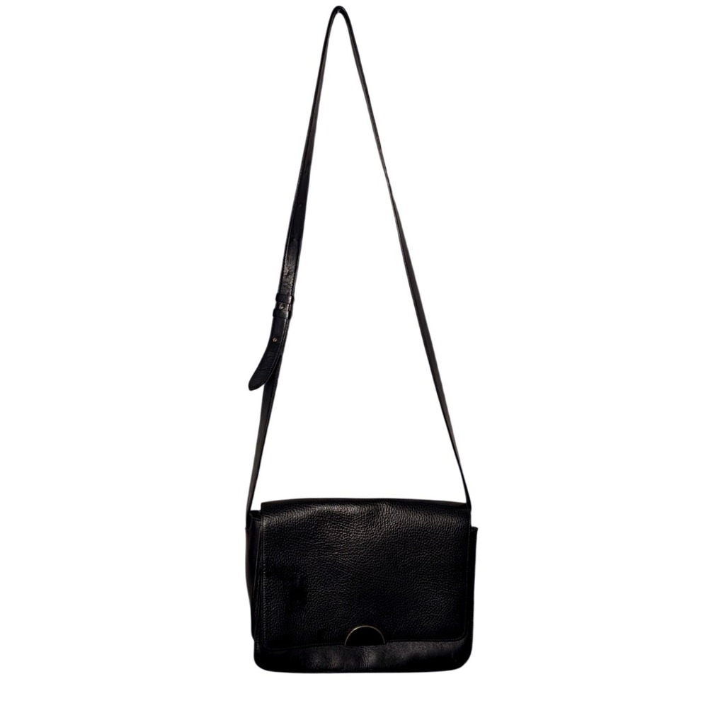 Cuyana Black Pebbled Leather Crossbody Bag Gold Half Moon Hardware Made in Italy - Picture 6 of 6